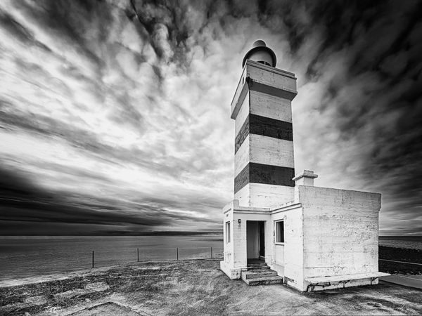 Black and White Coastline and Old Garður Lighthouse