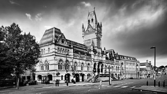 Panorama of Winchester Guildhall and Clock Tower