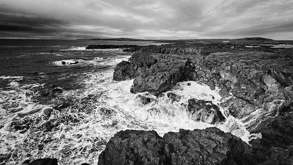 Dramatic Black and White Volcanic Coastline in Iceland