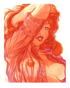 Red Head Pinup Study