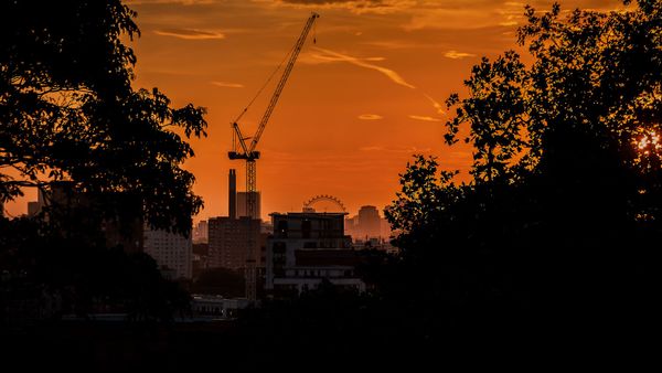 London Sunset - Crane And London Eye