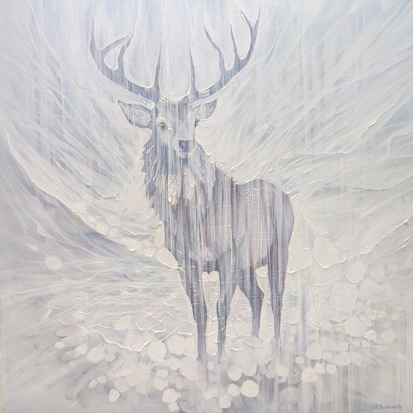 Resilience, a Winter White Stag painting