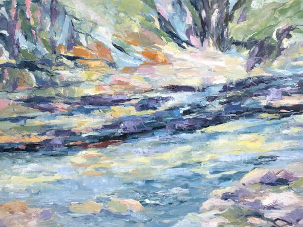 Reflection-Colorful Creek Landscape Oil Painting