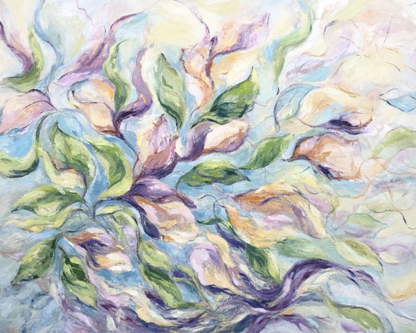 Awakening-Calming Semi-Abstract Floral Oil Painting 