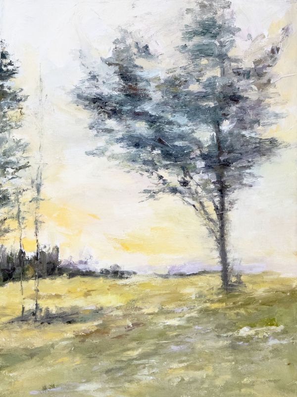 Country Summer-Peaceful Sunset Landscape Oil Painting