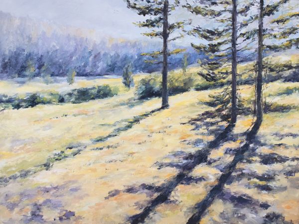 Golden Hour - Scenic Sunlit Landscape Oil Painting 