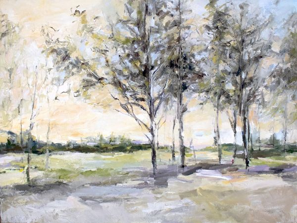 Catching Sunlight - Restful Country Landscape Oil Painting