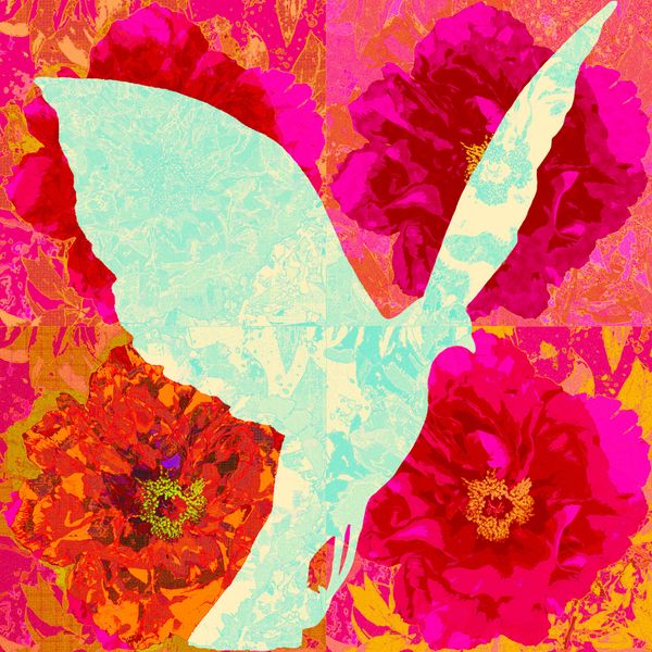 Four Peonies and a Dove 6