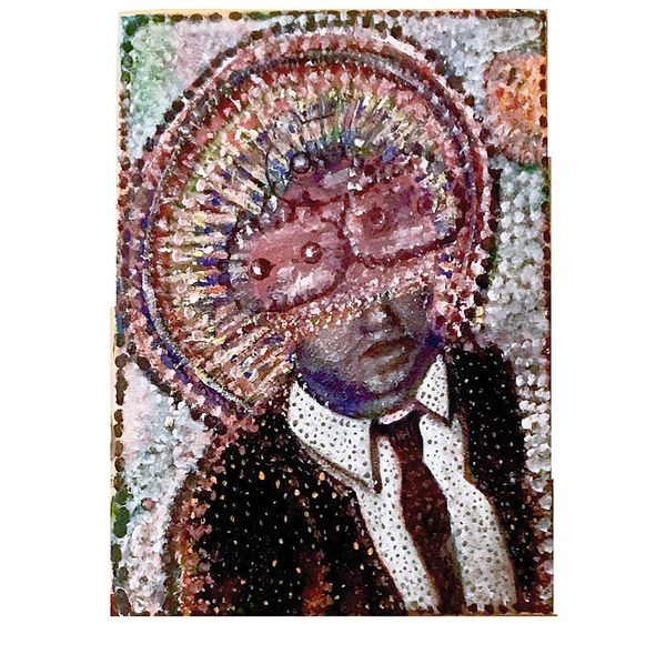 Bounty hunter with wide-brim hat, 11"x14"