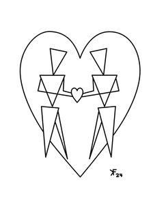 triangle people in heart, w-w
