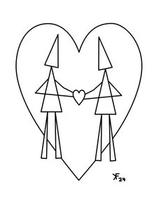 triangle people in heart, m-m