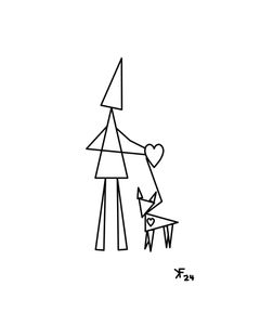 triangle people with dog, m