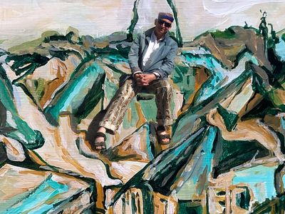 Artist on a crane