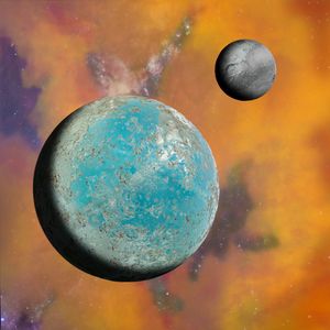 Planet and Moon in Nebula